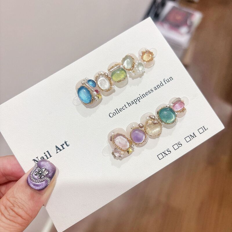 Jx Greek Goddess Style Wearable Nails, Pure Handmade, High-End Short Cat-Eye Design, Daily Removable Nail Tips Wholesale