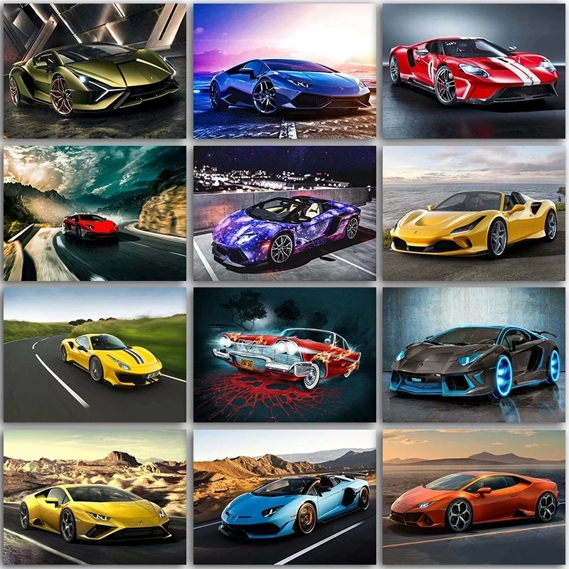 Ferrari, Lamborghini, гоночный автомобиль, настенная плакат
