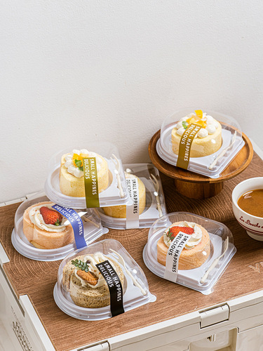 ins风蛋糕卷切块包装盒瑞士卷班戟甜品慕斯盒子哈尼卷西点打包盒