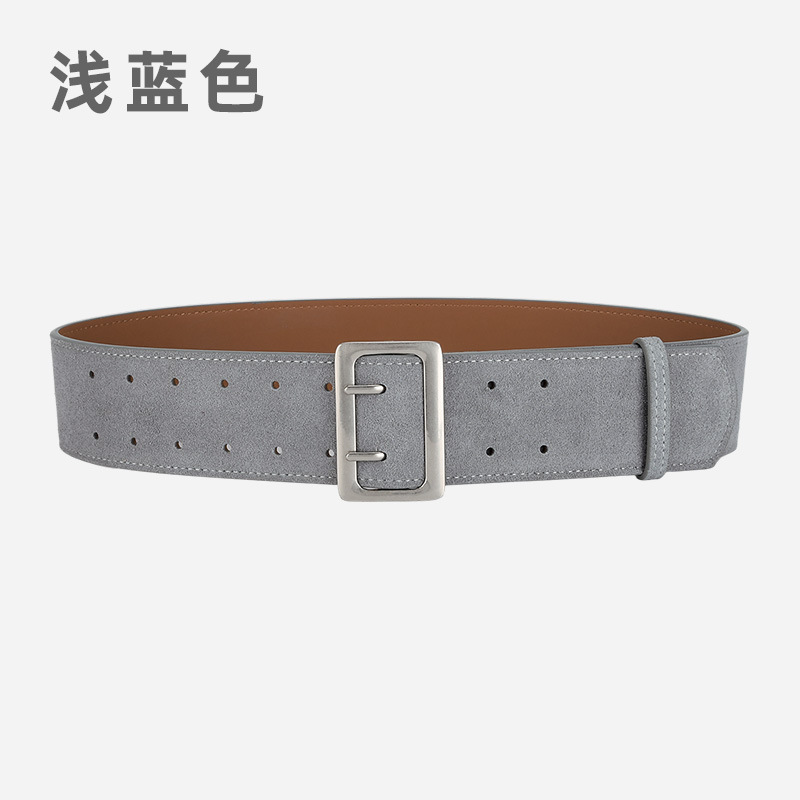 Niche Retro Matte Wide Waist Belt For Women Genuine Leather Elegant Fashion High-End Belt Accessory For Dresses - Thumbnail 7