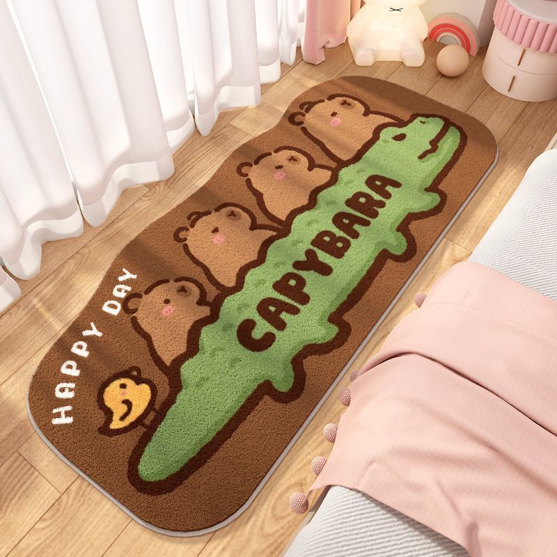 Cartoon cute children's carpet made of faux fur for bed for living…