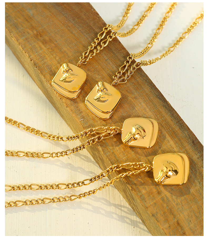 Personality Simple Titanium Steel Geometric Face Pendant Necklace_colorza_3