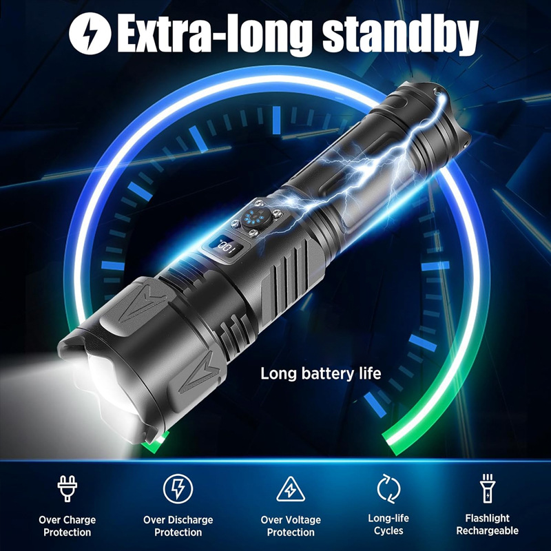 Linterna de pantalla digital de larga distancia de luz fuerte de Douyin transfronterizo, carga al aire libre, linterna súper brillante, linterna de emergencia, fábrica al por mayor