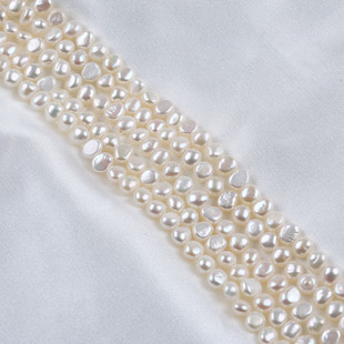 5-6mm white two-sided light side hole pearl string horizontal hole baroque natural freshwater pearl DIY material