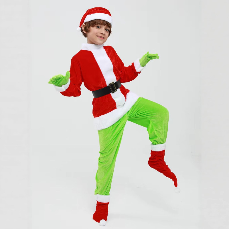 国境を越えて人気のある新しい子供クリスマス怪傑緑毛怪グリーン奇クリスマスパーティーのキャラクター衣装|undefined