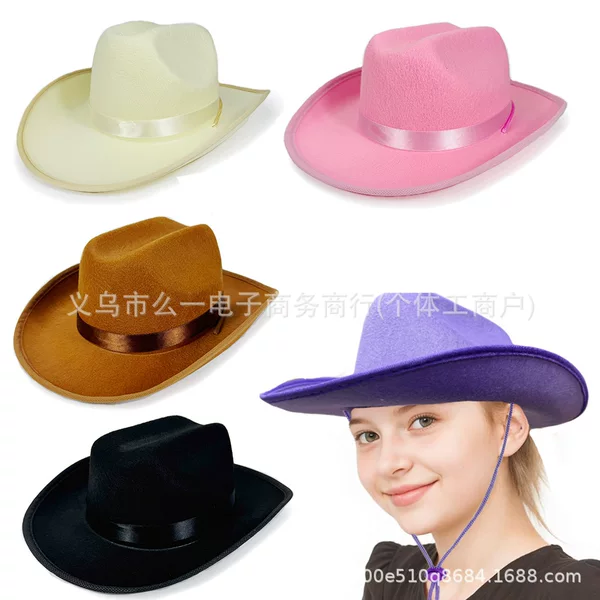 in stock Purple Children's Wrapping Cowboy Hat Beige Rope Hat Carnival Party Dick Cowboy Hat