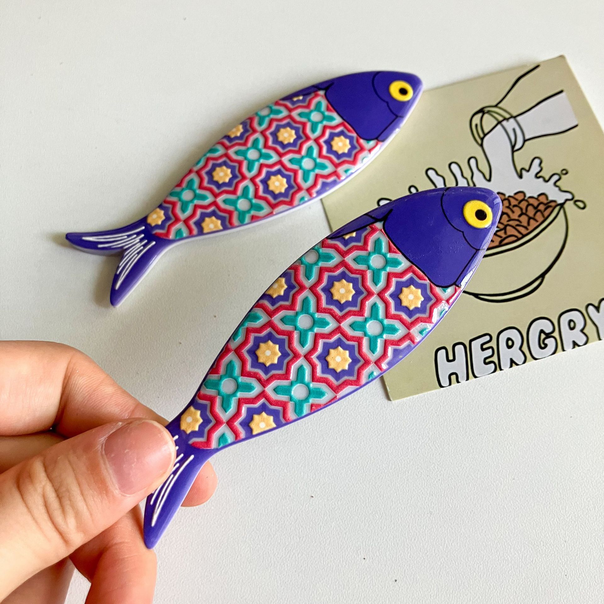 Nueva etiqueta de nevera de pescado transfronteriza estilo bohemio color material de melamina patrón en relieve decoración diaria del hogar