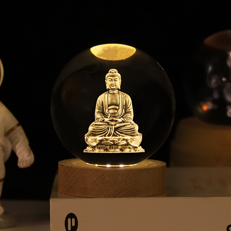 Lámpara Nocturna de Bola de Cristal 3D de Cristal Blanco, Grabado 3D e Iluminación LED, para Decoración y Regalo de Cumpleaños image 35