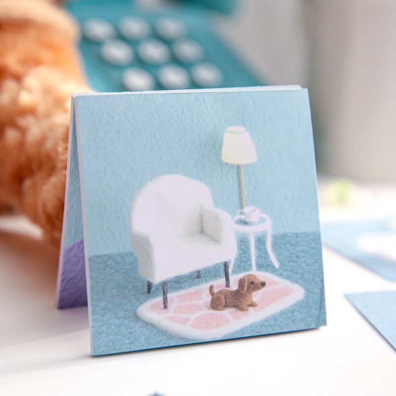 Mr. Paper Cartoon Double Enjoy Set Notas Notas creativas del mundo de terciopelo suelto Libro de notas de mano Base de notas de mensaje de estudiante Papel