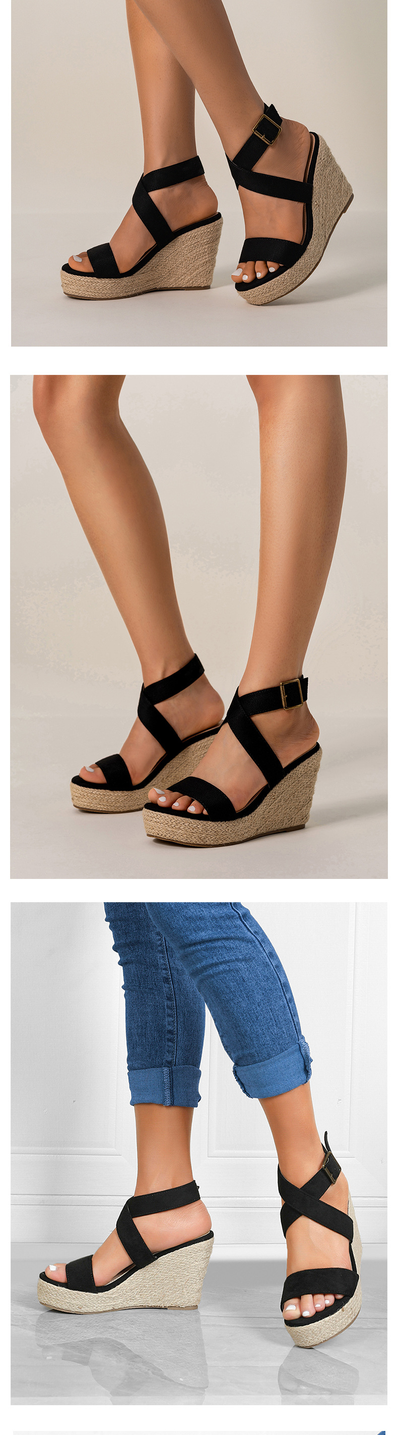 Women's Casual Color Block Round Toe Wedge Sandals display picture 1