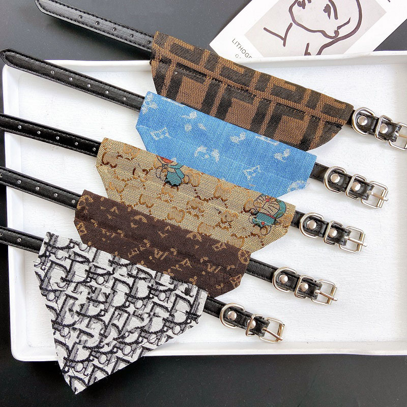 Adjustable Pet Scarf Dog Triangle Towel Collar Trendy Brand Slippery Towel Chanery Teddy Bib Cat Bib