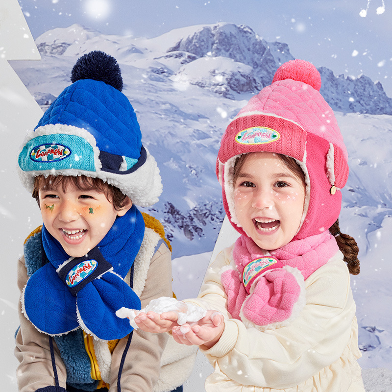Lemon baby children's velvet hat for boys and girls thickened warm winter hat ear protection hat for children Lei Feng hat wholesale