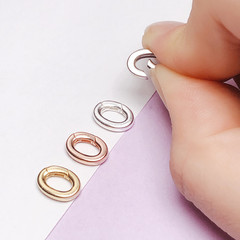 Elongated Spring Clasp Necklace and Bracelet Fitting, Geometric Accessory, Pure Silver or Silver-Plated Cord with Gold Tone Clasp, Small Lock Closure