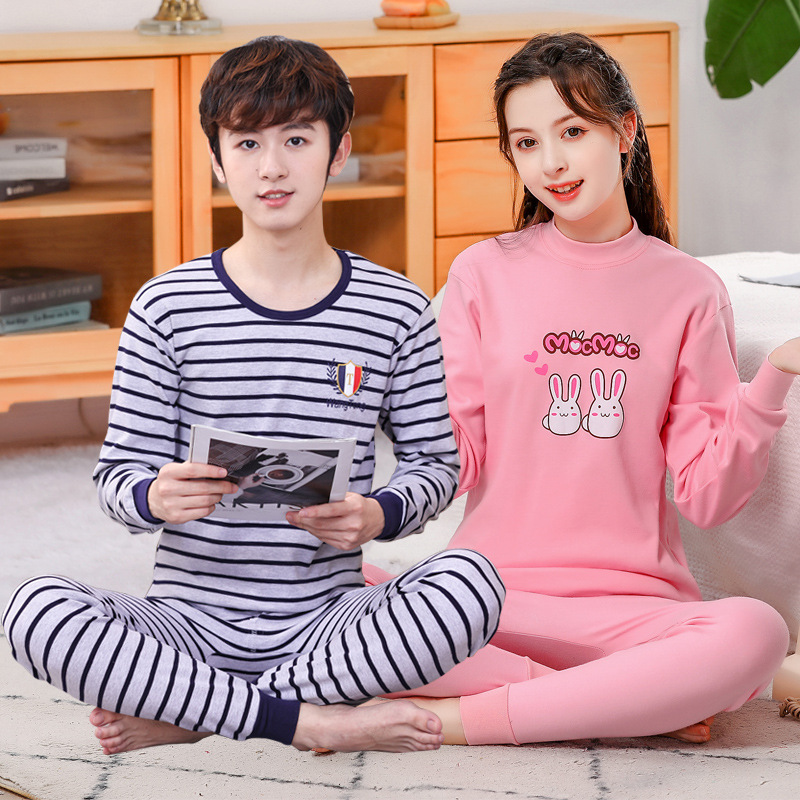 Ropa interior para niños conjunto de algodón puro medio y grande niños ropa de otoño pantalones largos algodón adolescentes niñas suéter de algodón más ropa interior de tamaño