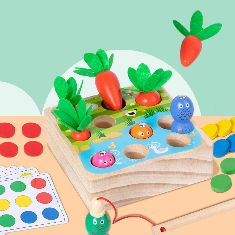 Деревянная игрушка для рыбной ловли для малыша, оптом, три в одном