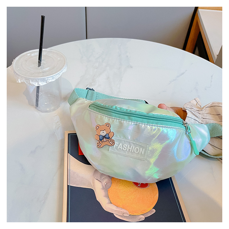 2023 New fashionable and trendy portable laser PU leather children's waist bag, crossbody small bag, sports laser chest waist bag undefined