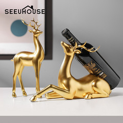 Simple golden deer wine rack European-style resin crafts home wine cabinet simulated animal decoration European-style ornaments wholesale