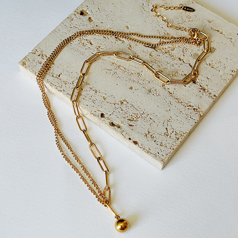 11g Weight 18K Gold Plated Plating Material Pendant Necklace Classification Titanium Steel Chain Material 1 Piece Quantity Daily Occasion Titanium Steel Material Solid Color Pattern Women'S Gender Plating, Chain Design Simple Style Style Simple Style Solid Color Titanium Steel Plating Chain 18k Gold Plated Pendant Necklace