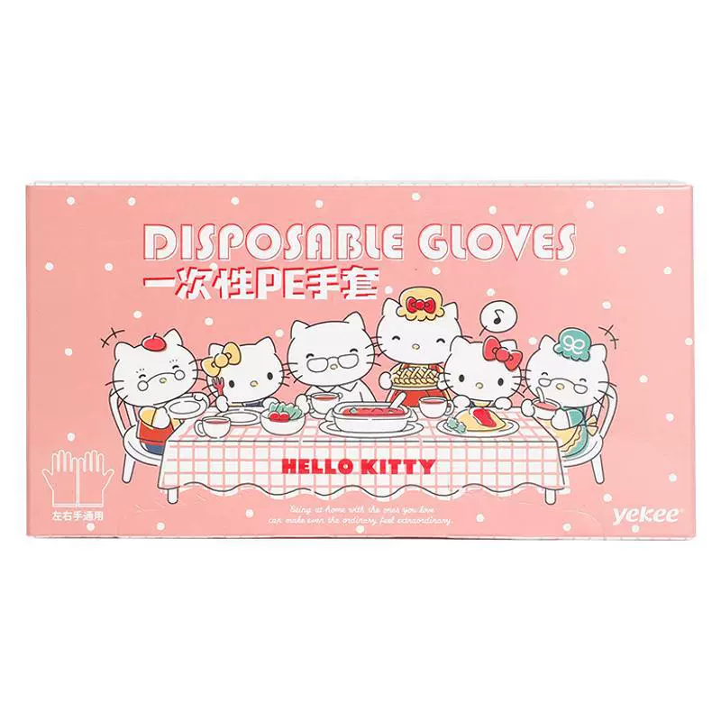 Hello Kitty, одноразовые прозрачные нескользящие перчатки