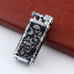 SK60銀色骷髏頭網紅打火機創意個性防風充氣打火機時尚金屬打火機
