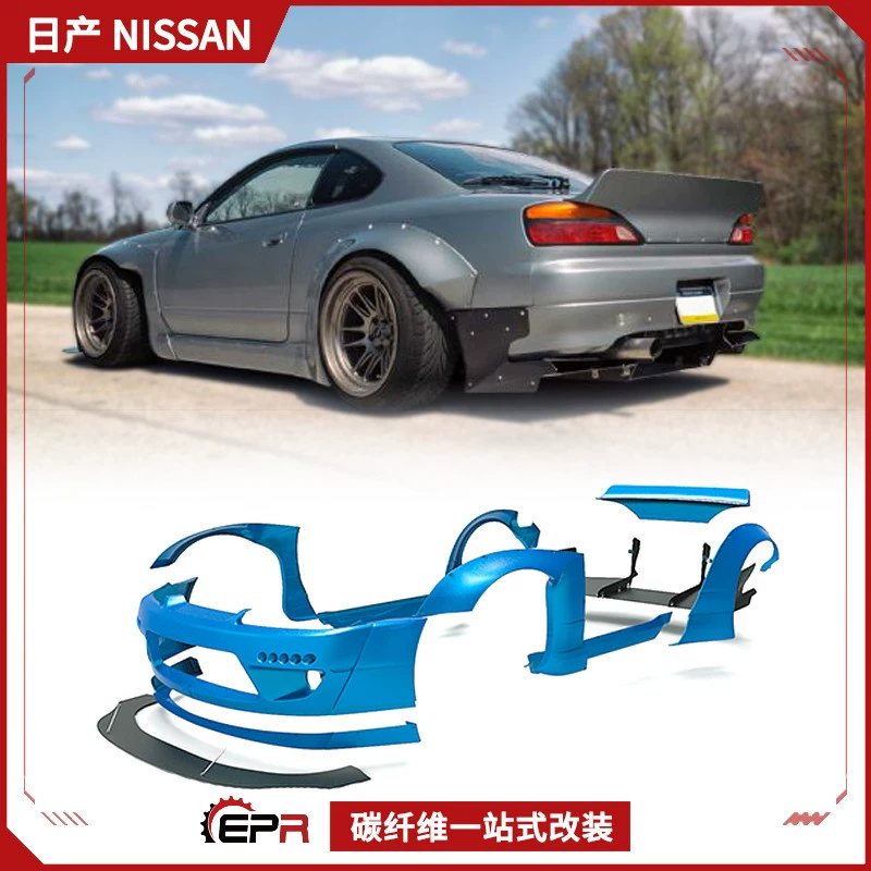 Подходит для Nissan Silvia S15 Rocket Bunny, детали для модификации Rocket Rabbit, полный широкий обвес кузова