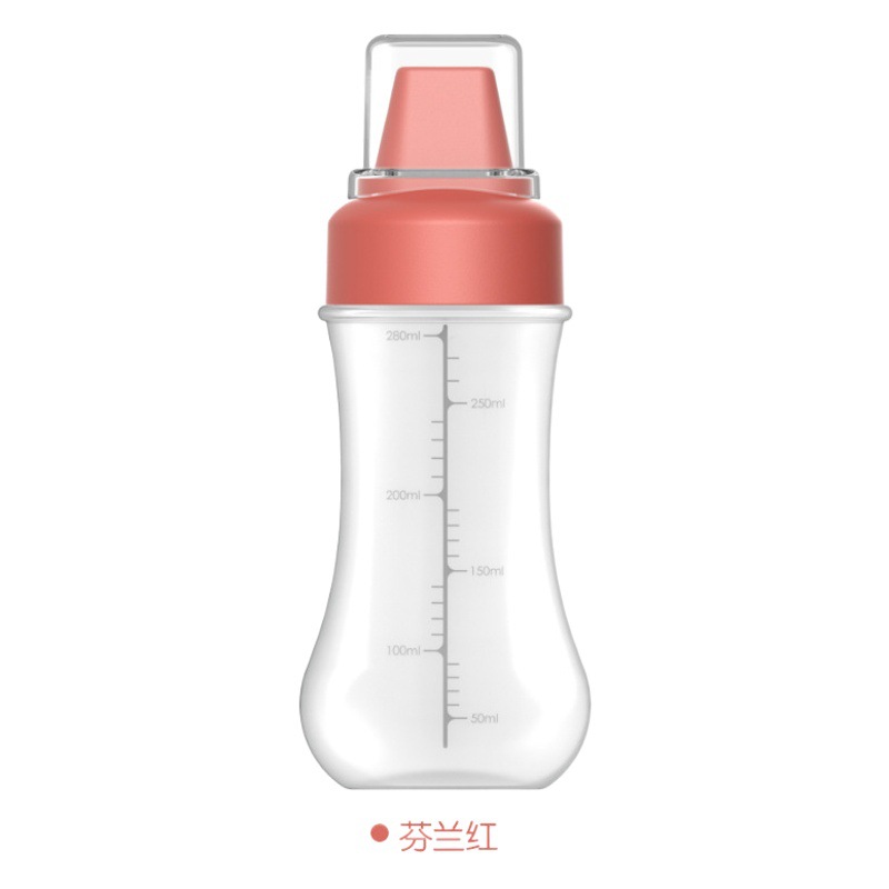 Salsa de ensalada salsa de tomate botella de salsa de exprimido botella de condimento de cocina con cubierta de polvo escala de cinco agujeros botella de salsa de exprimido de alimentos