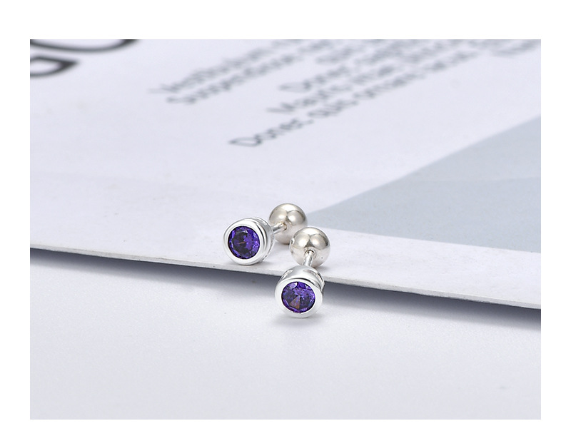 Simple Style Round Silver Plating Inlay Zircon Ear Studs 1 Pair display picture 2