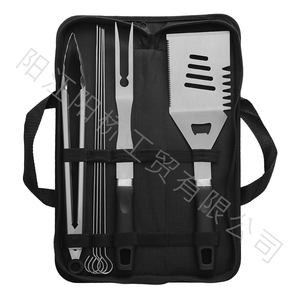 Amazon Cross-border Hot Sale Acero inoxidable Set de parrilla de barbecue al aire libre mango de plástico horquilla de parrilla