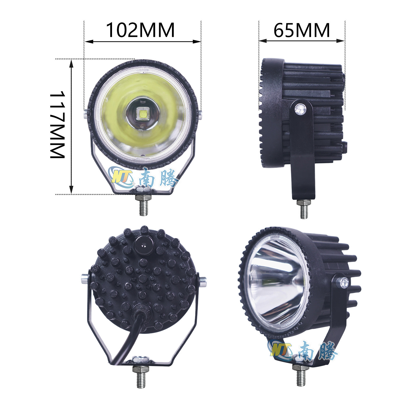 Casco de faro de motocicleta, faro LED de dos ojos, luz super brillante a prueba de agua, luz de dos colores, pavimentación de carretera, luz de cerca y lejos.