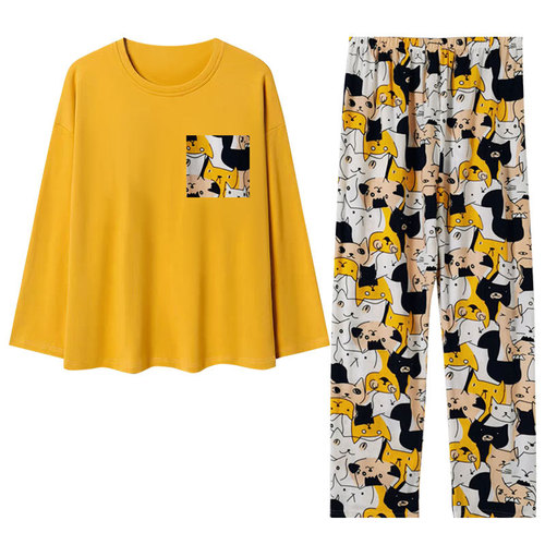 Factory Direct Sales New Spring and Autumn Season Multiple Long-Sleeve Nightgowns for Women Autumn Cartoon Cute Ladies Home Wear Set Wholesale