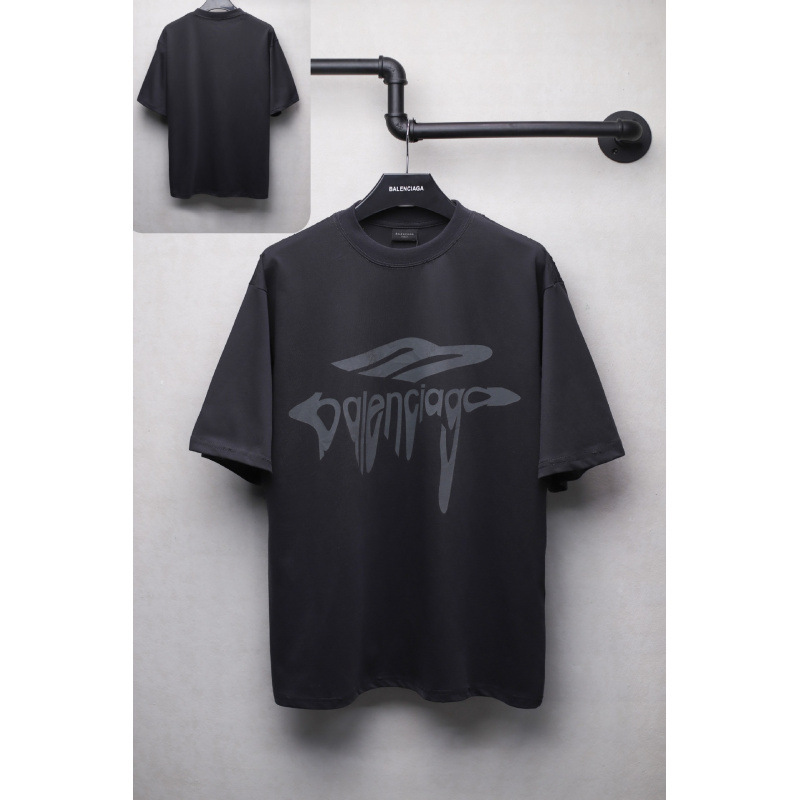 25ssクロスボーダー高品質タワーテーププリントレタードダメージ半袖Tシャツゆったり万能ワンピース卸売|undefined