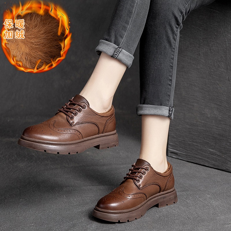 Mã D7557 Giá 1540K: Giày Boot Cổ Thấp Nữ Shntja Mũi Tròn Hàng Xuân Thu Đông Phục Cổ Cổ Điển Dày Ấm Giày Dép Nữ Chất Liệu Da Bò G04, (Miễn Phí Vận Chuyển Toàn Quốc).