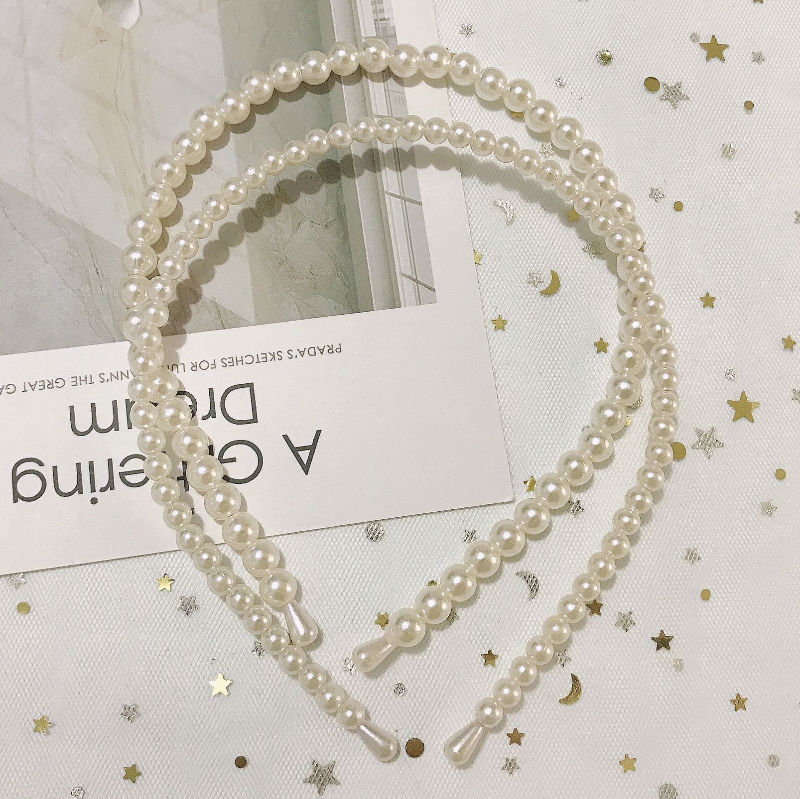 Simple Style Round Baroque Pearls Chain Inlay Pearl Hair Band display picture 1