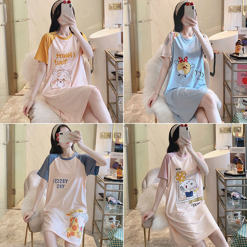 Summer thin nursing nightdress postpartum hospital confinement clothing nursing plus size maternity pajamas maternity short sleeve dress
