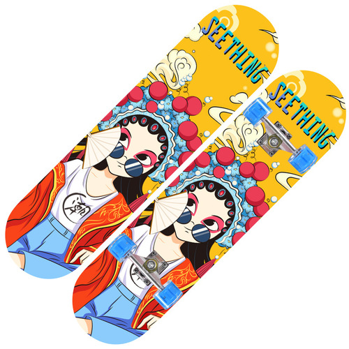 31-inch children's beginner four-wheeled double kickboard skateboard for youth boys and girls professional edition road cruise PU high gloss wheels
