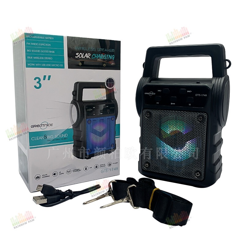 GTS series factory wholesale GTS-1748 flashlight outdoor portable solar 3-inch Bluetooth speaker GTS series factory wholesale GTS-1748 flashlight outdoor portable solar 3-inch Bluetooth speaker