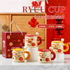 Dragon Ceramic Cup with a spoon of the water cup home Mark Cup office enamel cup group gift girl coffee cup