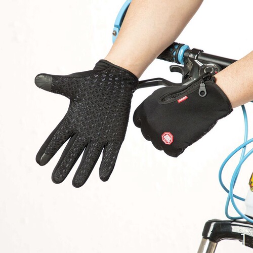Men and Women Touch Screen Winter Cold and Windproof Zipper Fleece Anti-Slip Silicone Gloves for Outdoor Hiking and Cycling