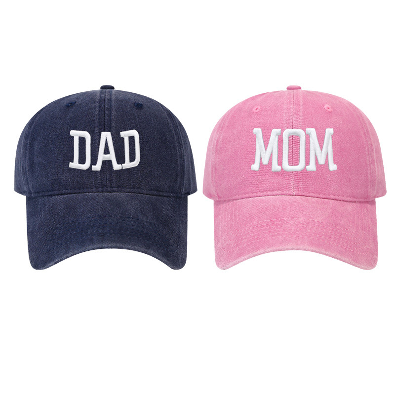 Cross-border Amazon Explosions DAD MOM Embroidered Mother's Day Baseball Cap Washed Duck Tongue Hat Dad Hat Wholesale