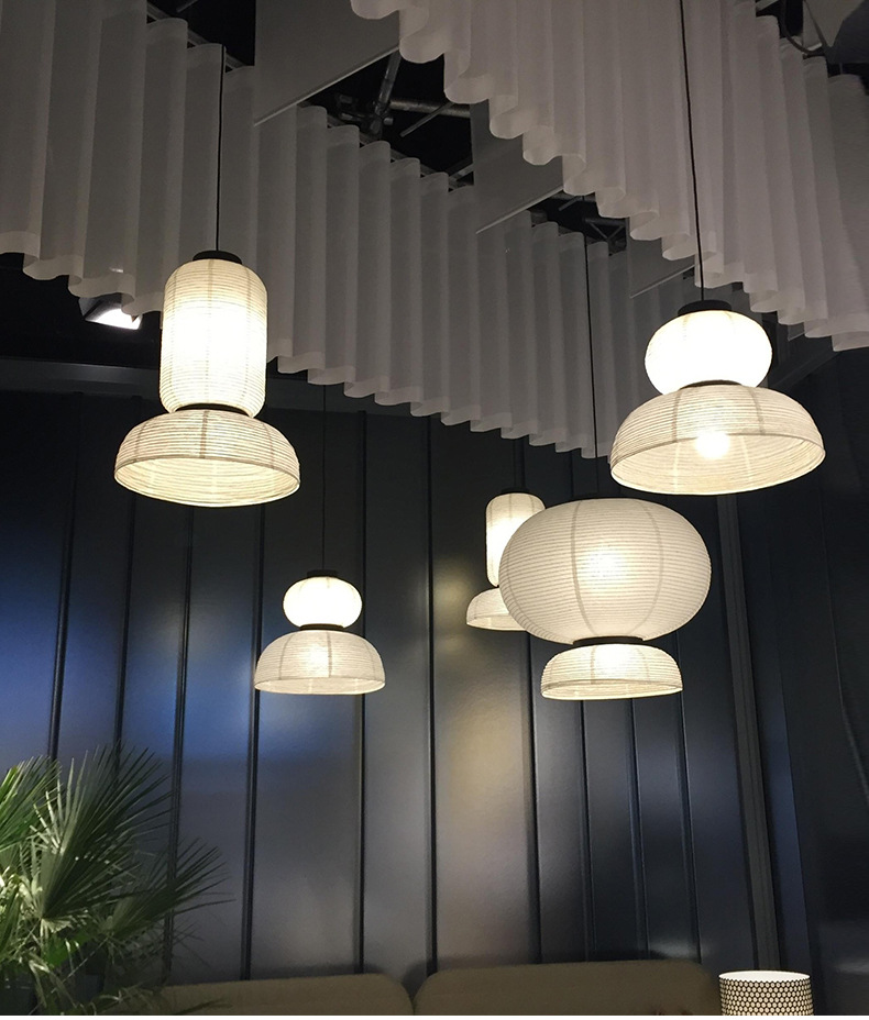 日式侘寂风餐厅吊灯设计师灯笼宣纸灯野口勇艺术装饰吧台餐桌灯具-阿里巴巴