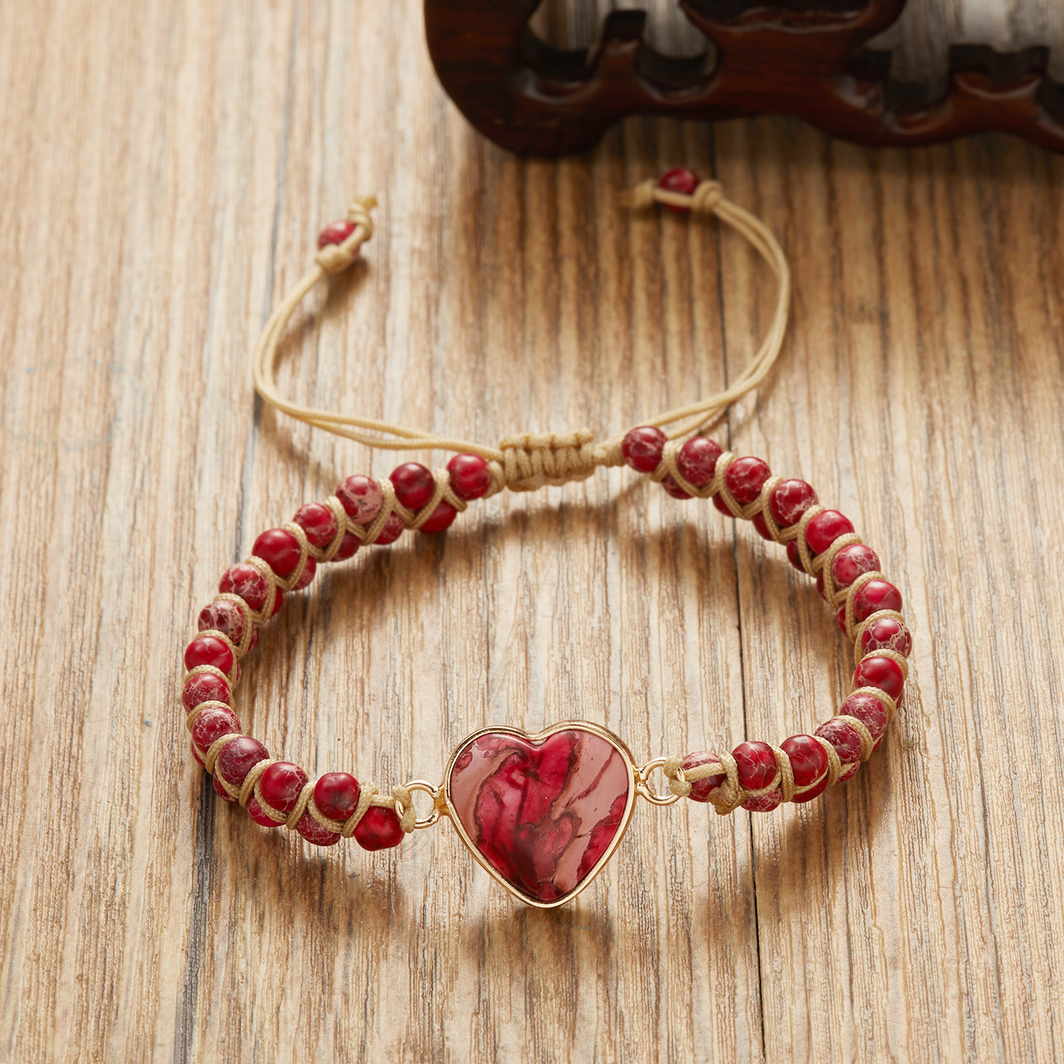 Fashion Heart Shape Stone Knitting Unisex Bracelets 1 Piece