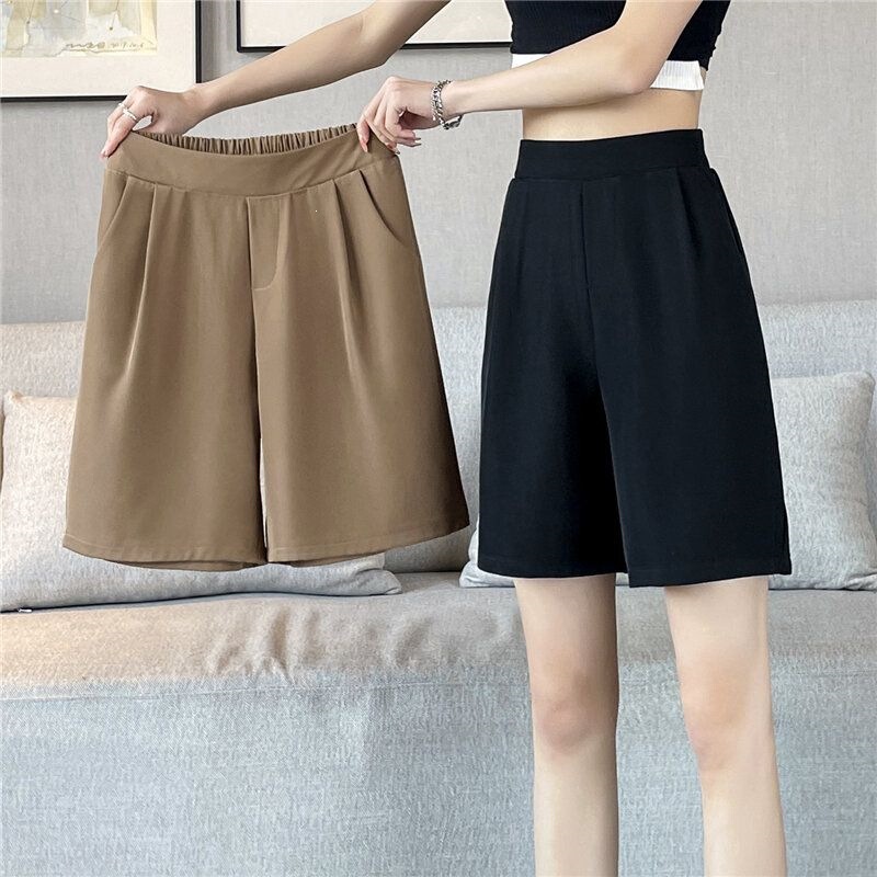 Ice Silk Wide-Leg Five-Point Pants for Women, Summer High-Waisted Slimming Thin Shorts, Loose Casual Cropped Pants Ice Silk Wide-Leg Five-Point Pants for Women, Summer High-Waisted Slimming Thin Shorts, Loose Casual Cropped Pants