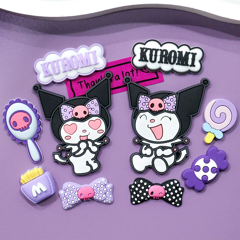 Любовные глаза Kuromi DIY аксессуары ПВХ мягкий чехол для телефона, отверстия для тапочек, декоративная трехмерная нашивка водяной стакан