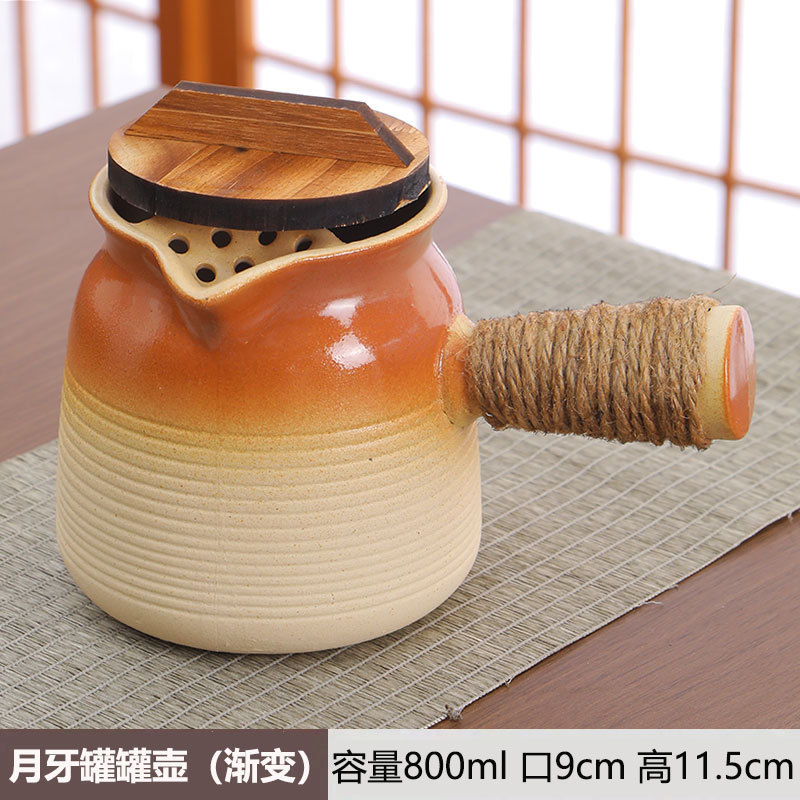 Tetera en una estufa, tarros de té con leche a la parrilla, ollas especiales, utensilios de cerámica de cocción en seco para el hogar, juego completo de juegos de té