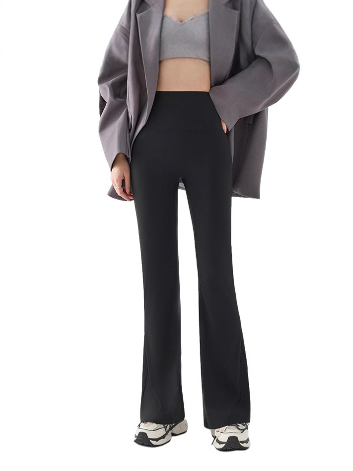 Sin línea de vergüenza, cintura alta, cintura delgada, pantalones de yoga casuales, ropa exterior de mujer, pantalones de cuerno finos de verano, piel de tiburón