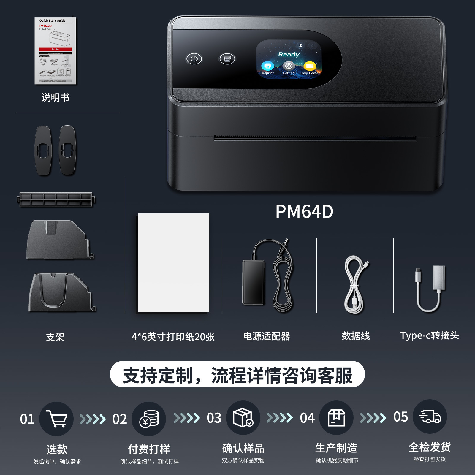 Impresora Térmica de Etiquetas PM64D Bluetooth Sin Tinta para Envíos Exprés