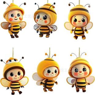 Amazon Summer New Little Bee Car Backpack Decorative Pendant Acrylic Flat Holiday Decorations Pendant