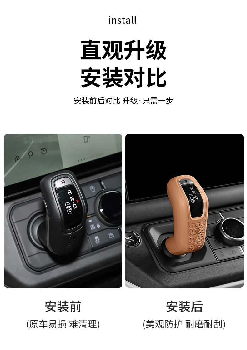 Suitable for 20-26 Land Rover Defender central control gear shift knob 110/90 silicone protective cover modification accessories