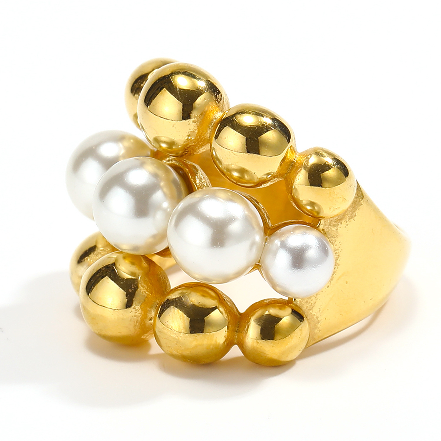 Geometric, Flower Pattern Women's Gender Vintage Style Style Real Gold Plated Geometric Flower 304 Stainless Steel Vintage Style Waterproof Non Tarnish Rings