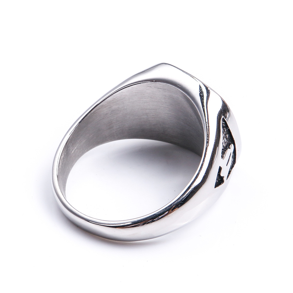 Totem Pattern Men'S Gender Polishing Design Casual Ethnic Style Totem Titanium Steel Polishing Men's Rings